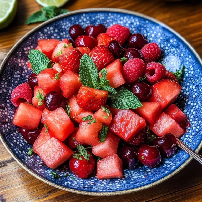 Watermelon Fruit Salad with Lime Mint Dressing