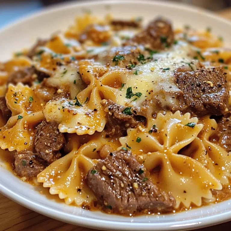 Cajun Garlic Butter Beef And Cheesy Bowtie Pasta