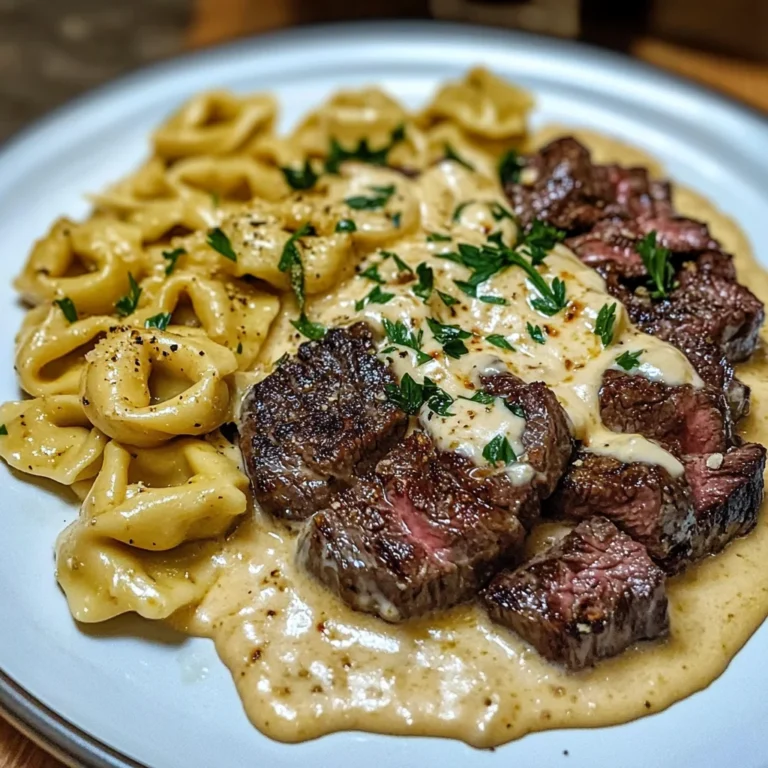 Creamy Velveeta Steak Tortellini With Garlic Sauce