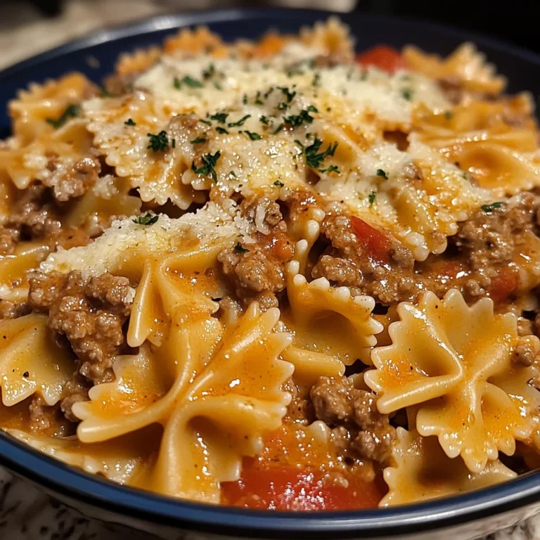 Garlic Parmesan Bowtie Pasta With Creamy Beef