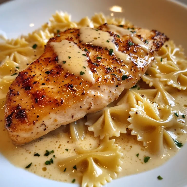 Juicy Garlic Butter Chicken With Bowtie Pasta
