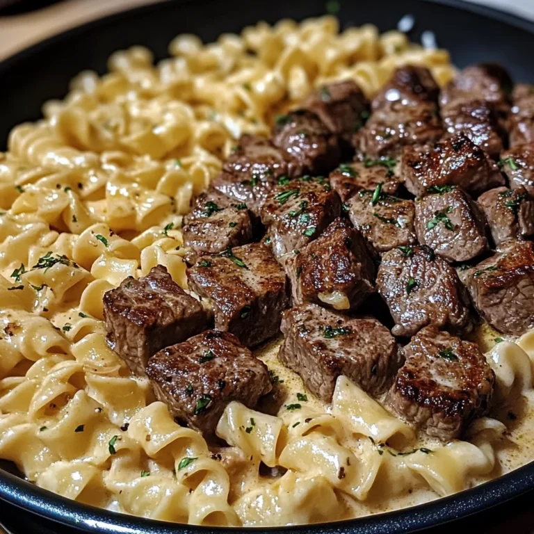 One-pan Steak Bites & Cheesy Garlic Butter Noodles
