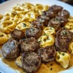 Smothered Steak Bites In Creamy Velveeta Tortellini