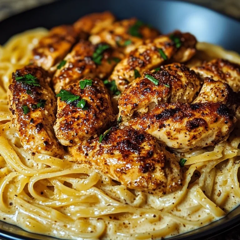 Spicy Cajun Chicken Linguine In Creamy Garlic Parmesan Sauce