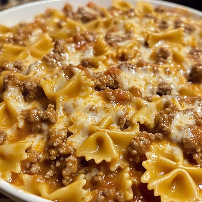 Velveeta Beef Pasta Served With Bowtie Noodles