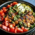 Chimichurri Grilled Chicken Bowl with Garlic Sauce