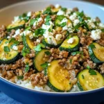 Greek-Style Beef and Zucchini Rice Bowl