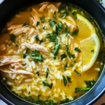 Lemon Ginger Turmeric Chicken and Rice Soup
