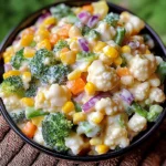 Creamy Broccoli Cauliflower Corn Salad