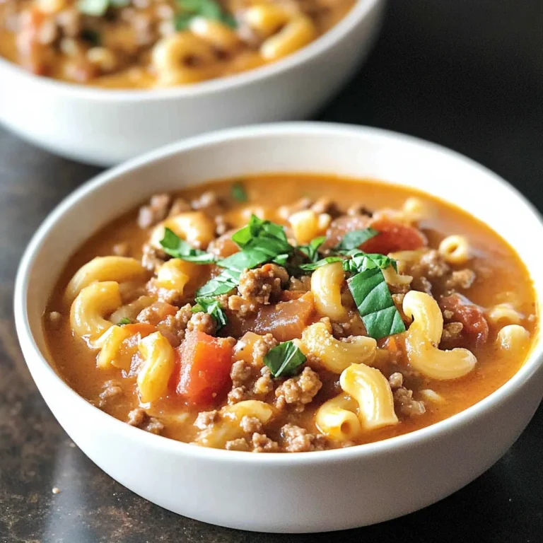 Creamy Ground Beef and Macaroni Tomato Soup