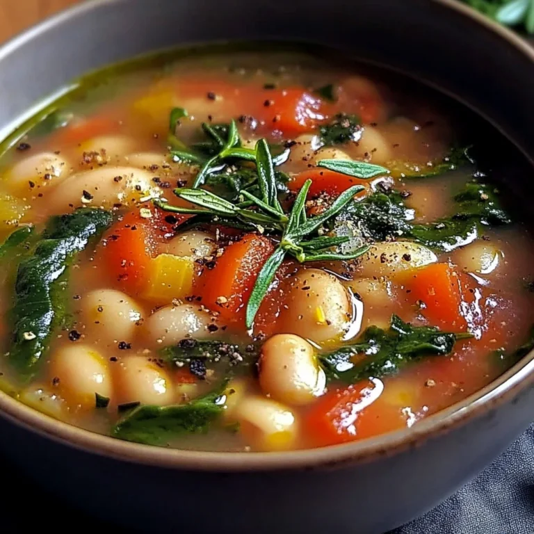 Rustic Tuscan Bean Soup with Fresh Herbs