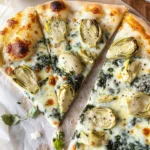 artichoke pizza with spinach parmesan cream sauce